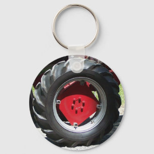 red tractor wheel keychain