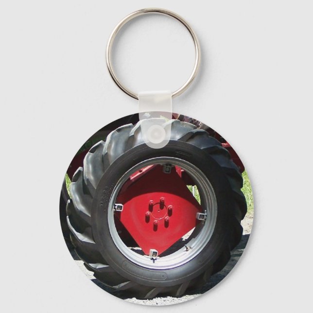 red tractor wheel keychain (Front)