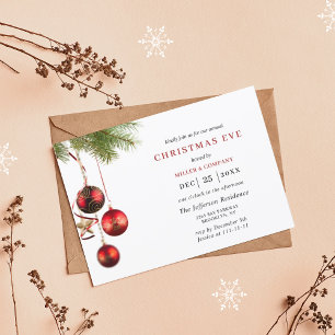 Red Traditional Christmas Eve Holiday Party Invitation