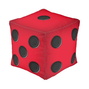 Red Traditional Die Cube Pouf