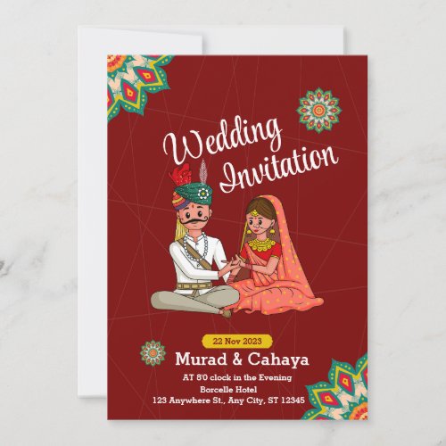 Red Traditional Indian Wedding Invitation Card