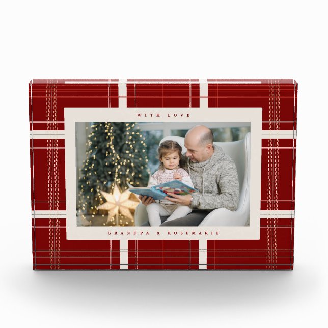 Red Traditional Plaid Cozy Cabin Christmas Gift  Photo Block (Front)