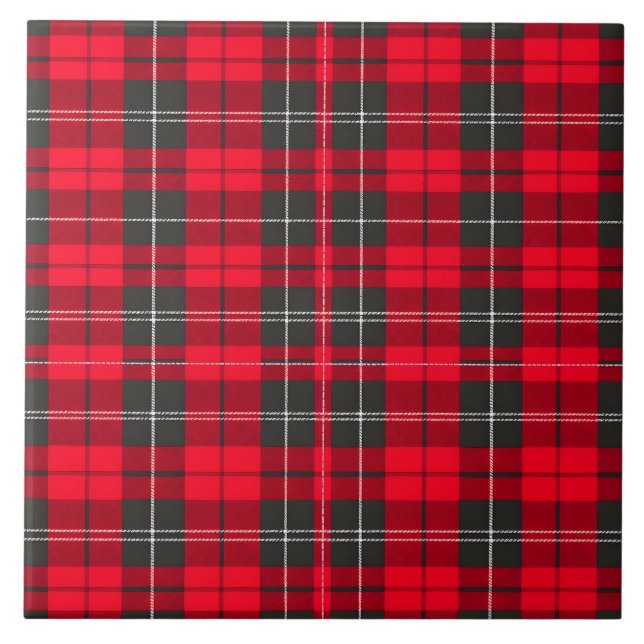 Red Traditional Plaid Tartan Modern Collection Ceramic Tile (Front)