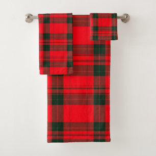 Red Traditional Plaid Tartan Popular Collection Bath Towel Set
