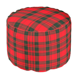 Red Traditional Plaid Tartan Popular Collection Pouf