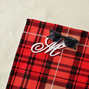 Red Traditional Plaid Tartan Trendy Collection Beach Towel