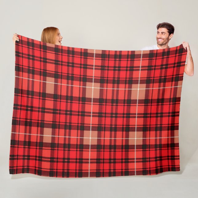 Red Traditional Plaid Tartan Trendy Collection Fleece Blanket (In Situ)