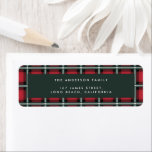 red traditional tartan personalised christmas labe label<br><div class="desc">Christmas red and green tartan plaid stylish elegant address labels</div>
