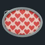 Red, traditional Valentine's day heart Belt Buckle<br><div class="desc">patterned with love</div>