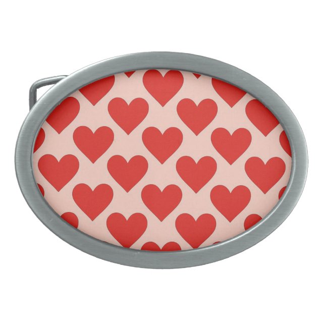 Red, traditional Valentine's day heart Belt Buckle (Front)