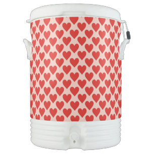 Red, traditional Valentine's day heart Beverage Cooler