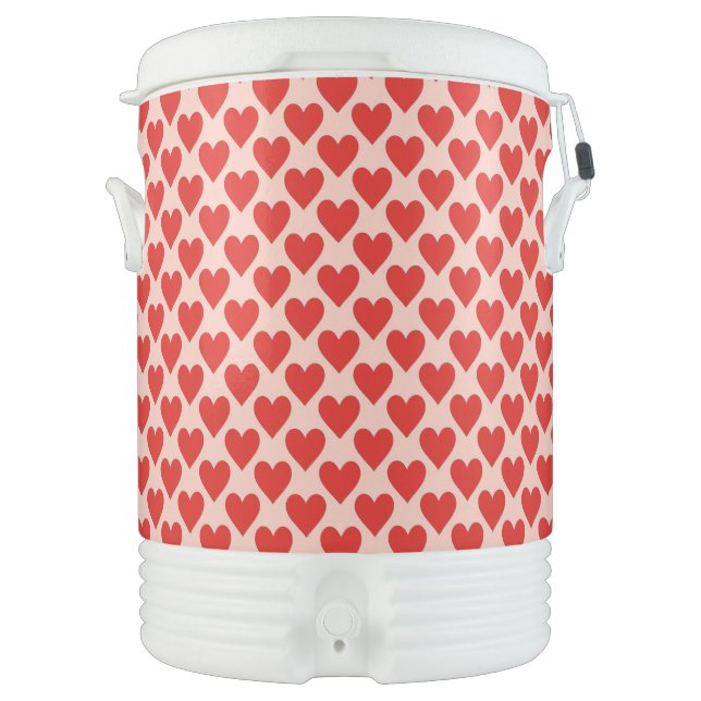 Red, traditional Valentine's day heart Beverage Cooler (Front)