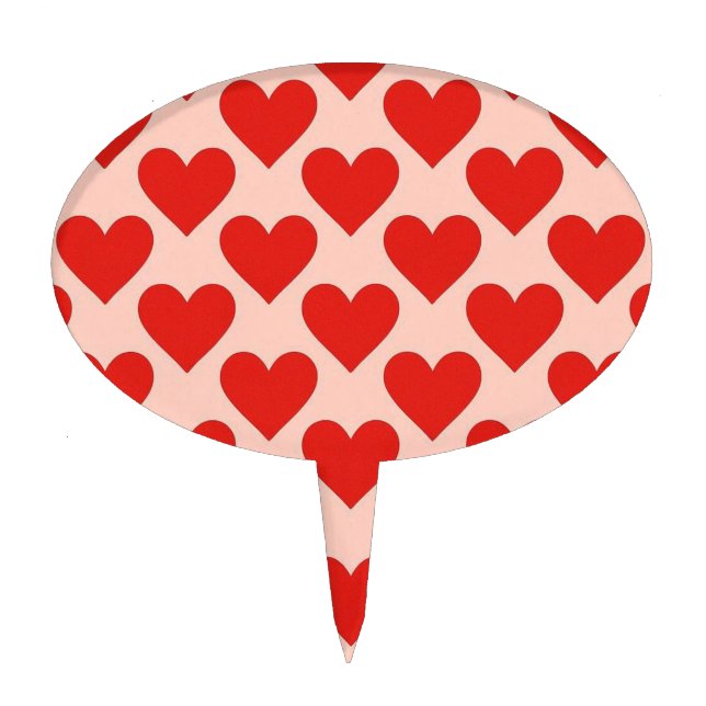 Red, traditional Valentine's day heart Cake Topper (Front)