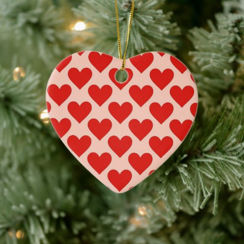Red, traditional Valentine's day heart Ceramic Ornament
