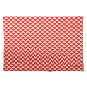 Red, traditional Valentine's day heart Cloth Placemat