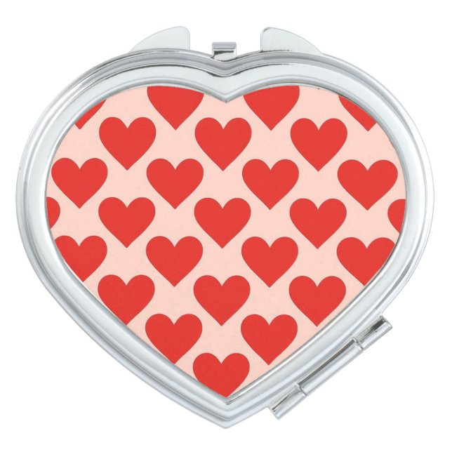Red, traditional Valentine's day heart Compact Mirror (Front)