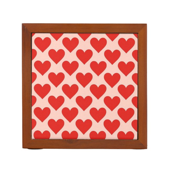 Red, traditional Valentine's day heart Desk Organizer (Front)