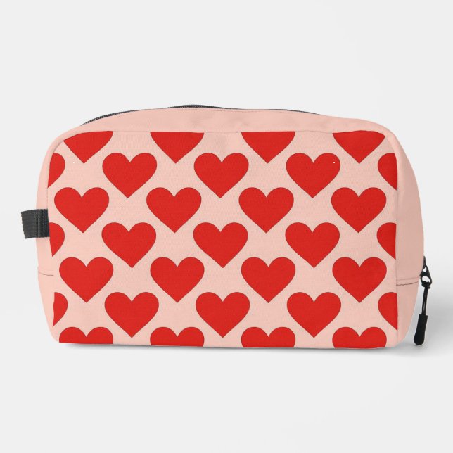 Red, traditional Valentine's day heart Dopp Kit (Front)