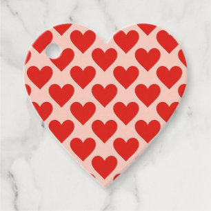 Red, traditional Valentine's day heart Favor Tags