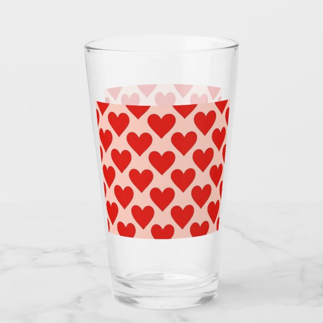 Red, traditional Valentine's day heart Glass (Front)