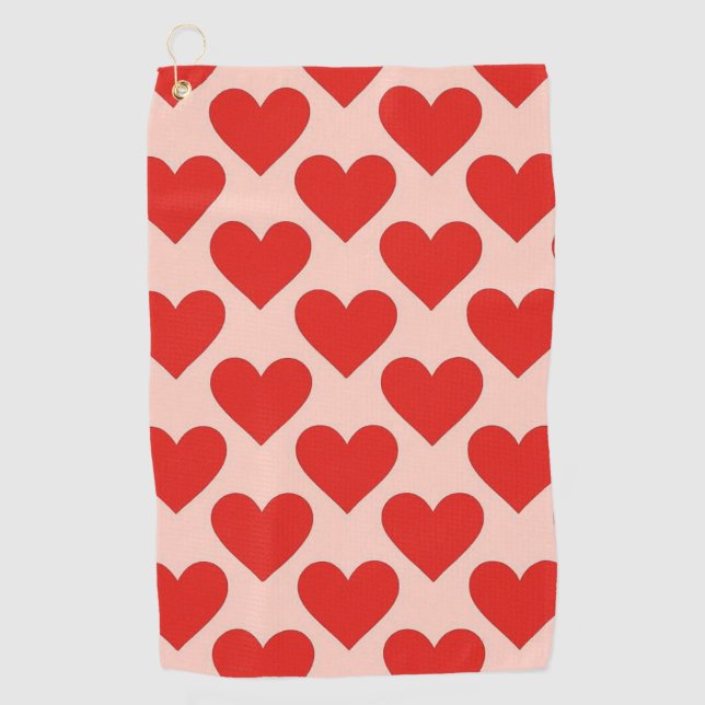 Red, traditional Valentine's day heart Golf Towel (Front)