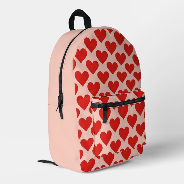 Red, traditional Valentine's day heart Printed Backpack (Back Corner Left)