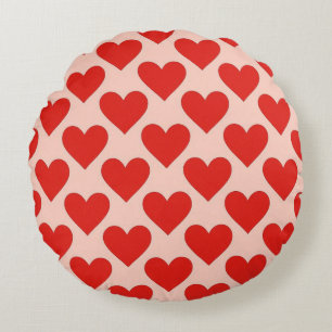 Red, traditional Valentine's day heart Round Pillow
