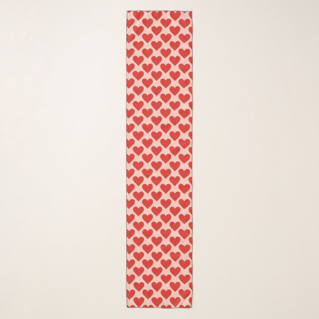 Red, traditional Valentine's day heart Scarf (Front)