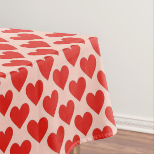 Red, traditional Valentine's day heart Tablecloth
