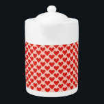 Red, traditional Valentine's day heart Teapot<br><div class="desc">patterned with love</div>