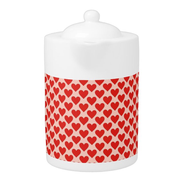 Red, traditional Valentine's day heart Teapot (Front)
