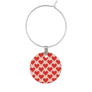 Red, traditional Valentine's day heart Wine Charm