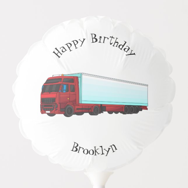 Red trailer truck illustration balloon (Front)