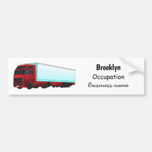 Red trailer truck illustration bumper sticker