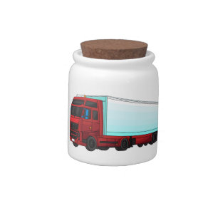 Red trailer truck illustration candy jar