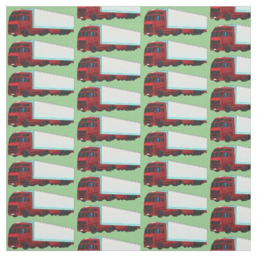 Red trailer truck illustration fabric