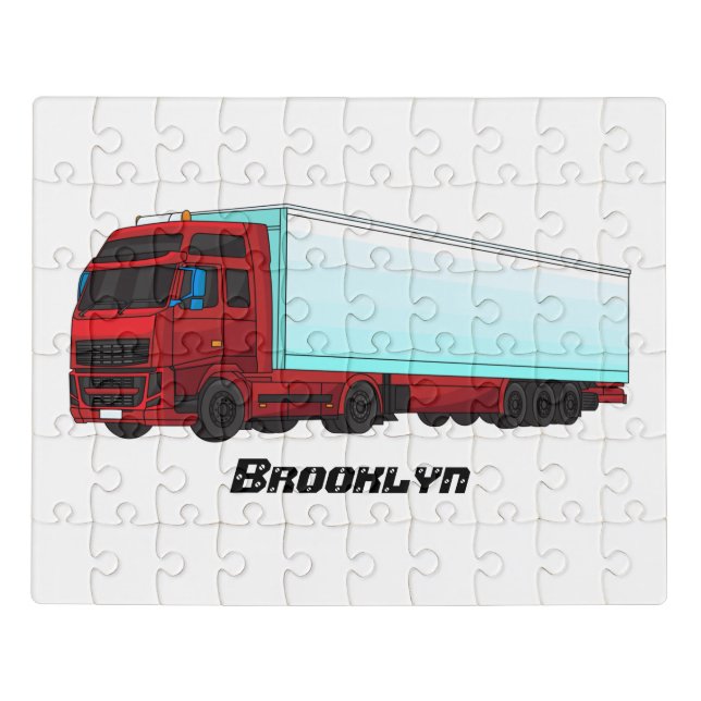 Red trailer truck illustration  jigsaw puzzle (Puzzle Horizontal)