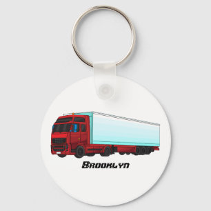 Red trailer truck illustration keychain