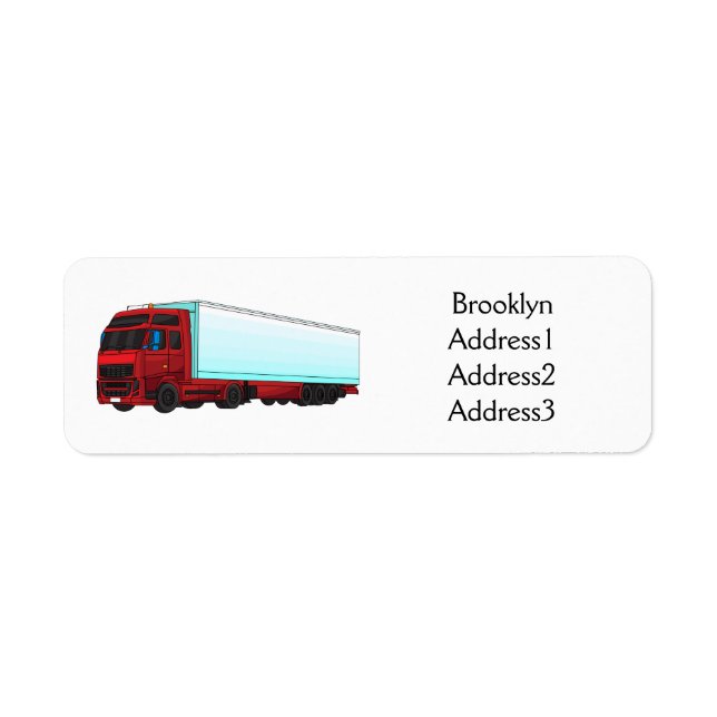 Red trailer truck illustration label (Front)