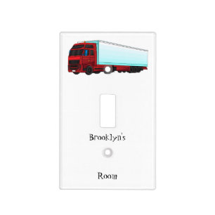 Red trailer truck illustration light switch cover