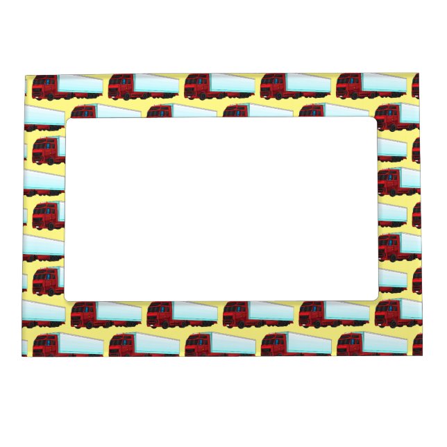 Red trailer truck illustration magnetic frame (Front)