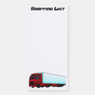 Red trailer truck illustration magnetic notepad