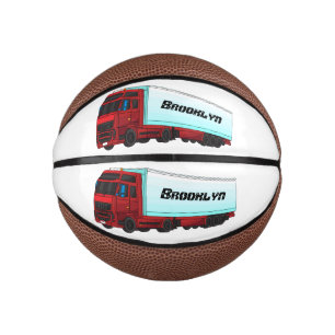 Red trailer truck illustration mini basketball