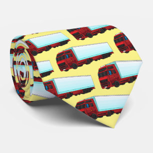 Red trailer truck illustration neck tie