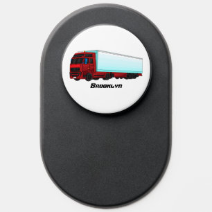 Red trailer truck illustration PopSocket