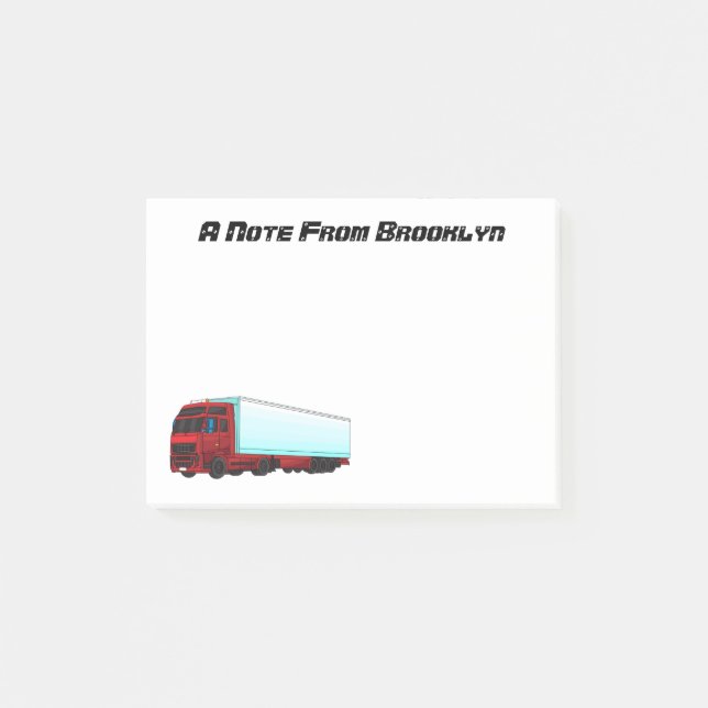 Red trailer truck illustration post-it notes (Front)