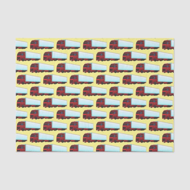 Red trailer truck illustration tissue paper (Front)
