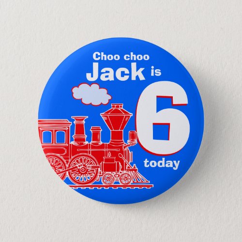 Red train birthday 4 letter name age button