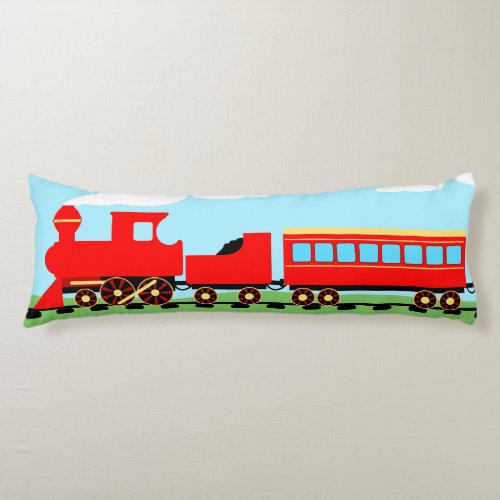 Red train body pillow