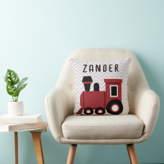 Red Train Boys Room Kids Throw Pillow